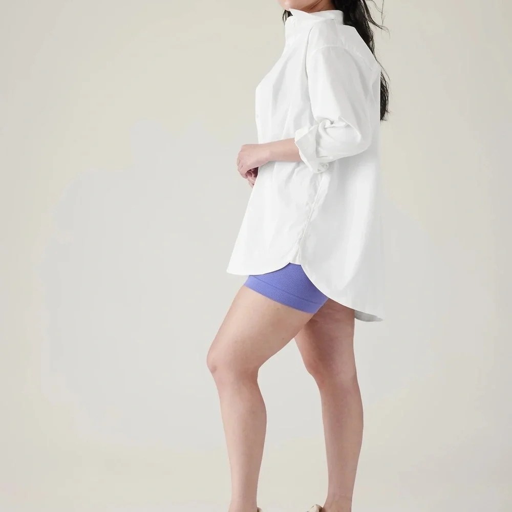 Athleta 882549-01 Women's Size LARGE White Oversized Button-Up Poplin Top Blouse - Picture 10 of 10